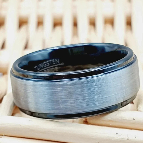 "Two Tone Tungsten Wedding Ring for Men Women, GALTUN678 - Picture 3 of 5